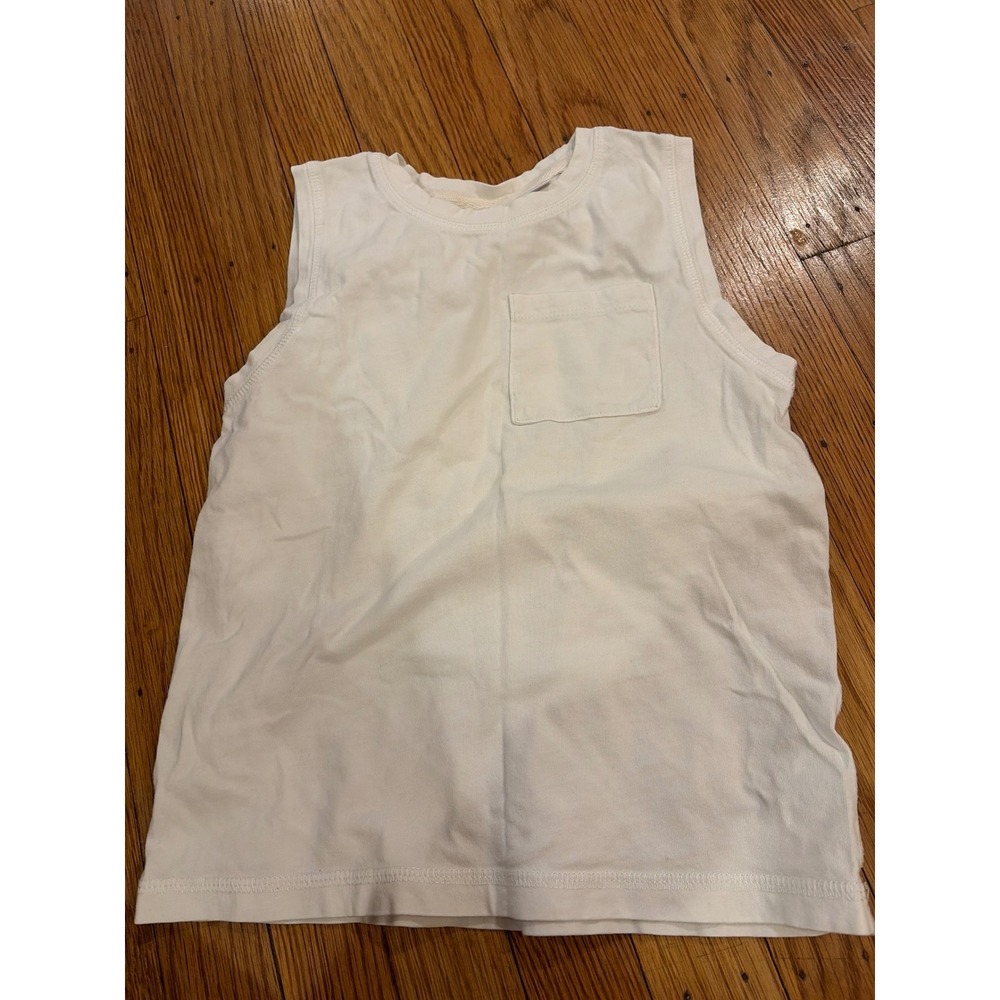 Zara Kids Boys White Sleeveless Pocket T-Shirt Size 4-5 Years 110 cm